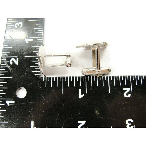 Anson Cufflinks Triangular Design Silver Tone Tux Shirt Dress Suit Vintage - Picture 6 of 9